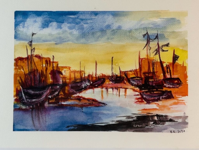 Couché de soleil sur le port