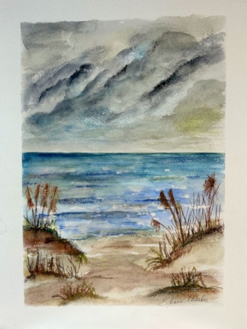Le bord de mer est un sujet idéal pour les peintres aquarellistes. Les jeux de lumière, les nuances de bleu, de turquoise et d’ocre, et les effets de transparence sont parfaitement adaptés à cette technique