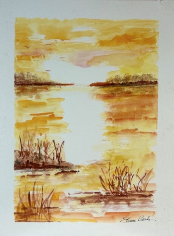 Le bord de mer est un sujet idéal pour les peintres aquarellistes. Les jeux de lumière, les nuances de bleu, de turquoise et d’ocre, et les effets de transparence sont parfaitement adaptés à cette technique